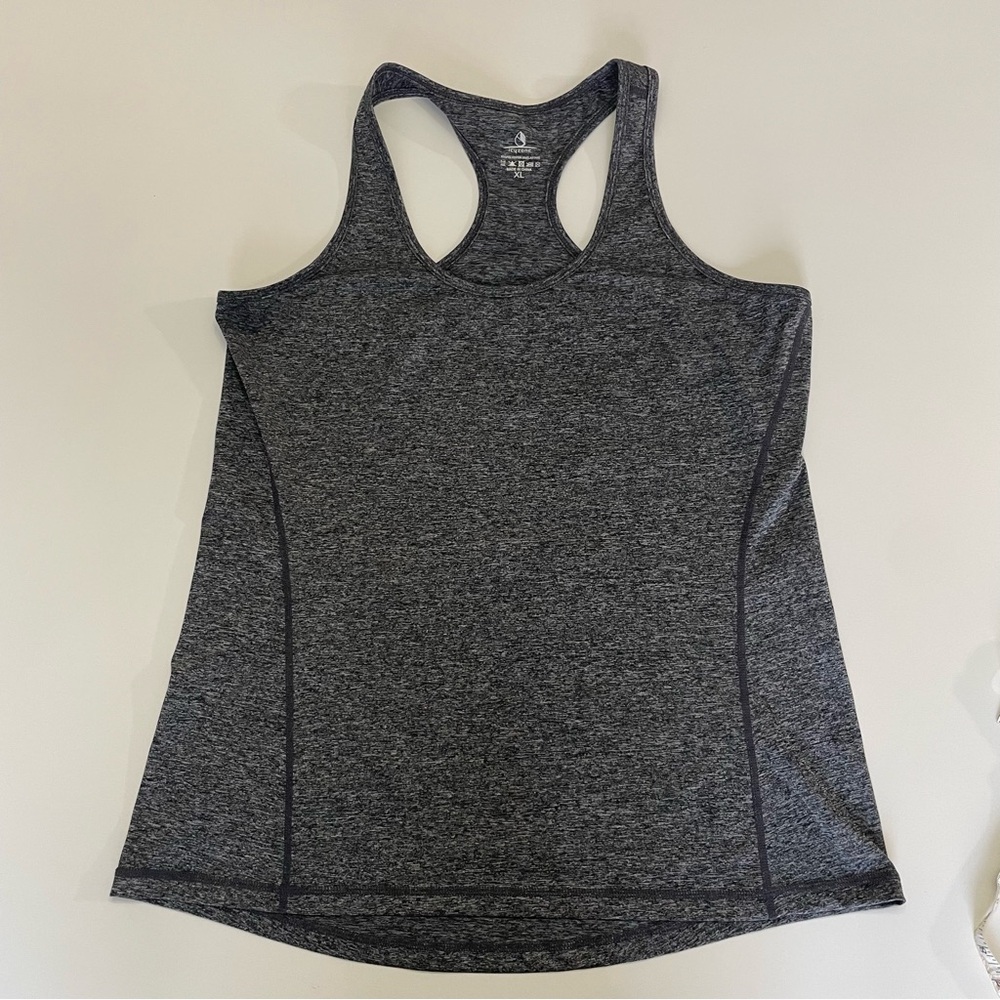 IcyZone Heathered Charcoal Racerback Athletic Tank Top Womens XL Yoga Running